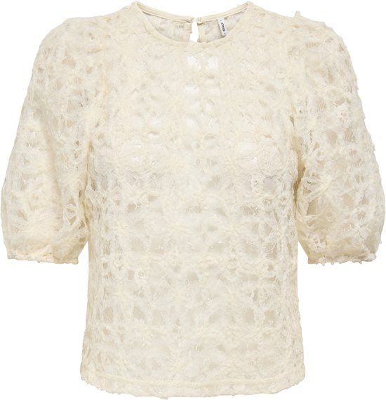 ONLY ONLBENIA S/S O-NECK LACE TOP JRS Blouse Dames Crème