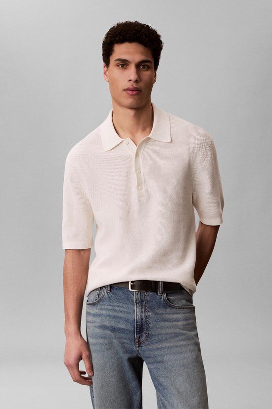 CALVIN KLEIN JEANS Calvin Klein Poloshirt Ss Cotton Waffle Pol Lv04rf316g Yas Tofu Mannen Maat - XL