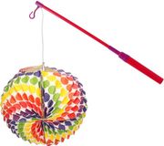 Merkloos Lampionstokje met Lampion - Regenboog Stippen - 25 cm