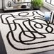 Safavieh Norway Shag Collection, tapis bohème pour salon, salle à manger, chambre, à poils longs, ivoire et noir, 122 x 183 cm