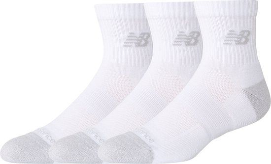 New Balance Active QTR Sokken 3 Pack Unisex Sportsokken - WIT