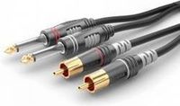 Sommer Cable HBA-62C2-0600 Jackplug / Cinch Audio Aansluitkabel [2x Jackplug male 6,3 mm (mono) - 2x Cinch-stekker] 6.00 m Zwart