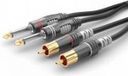 Sommer Cable HBA-62C2-0600 Jackplug / Cinch Audio Aansluitkabel [2x Jackplug male 6,3 mm (mono) - 2x Cinch-stekker] 6.00 m Zwart