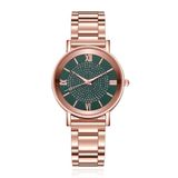 LGT JWLS Dameshorloge - Roman Numeral, Roestvrijstalen Band, Groene Wijzerplaat