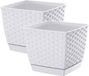 Prosperplast Pot de fleurs - 2x - rotin plastique - 19 x 16 cm - blanc