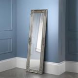 Julian Bowen Palais Spiegel, volledige lengte, antiek grijs, houten wandmontage, glas, full-body spiegel, 130 cm x 40 cm, voor slaapkamer, woonkamer en kleedkamer, tin