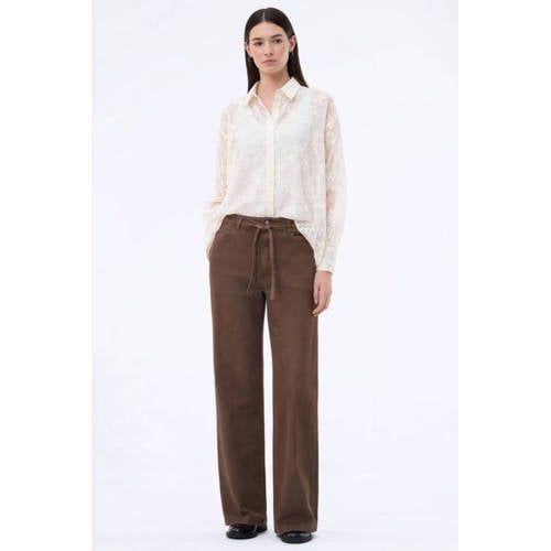 Modström wide leg jeans met ceintuur - bruin