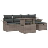 vidaXL Tuinbank - Set - 6 - st - Grijs - poly - rattan
