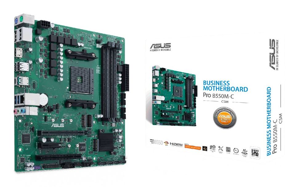 ASUS PRO B550M-C/CSM - Moederbord - micro ATX - Socket AM4 - AMD B550