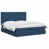 vidaXL Ottomaans Bed met Matras en LED Blauw 160 x 200 cm Stof