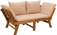 vidaXL 3-in-1 Tuinbank met Kussens Massief Acaciahout Beige