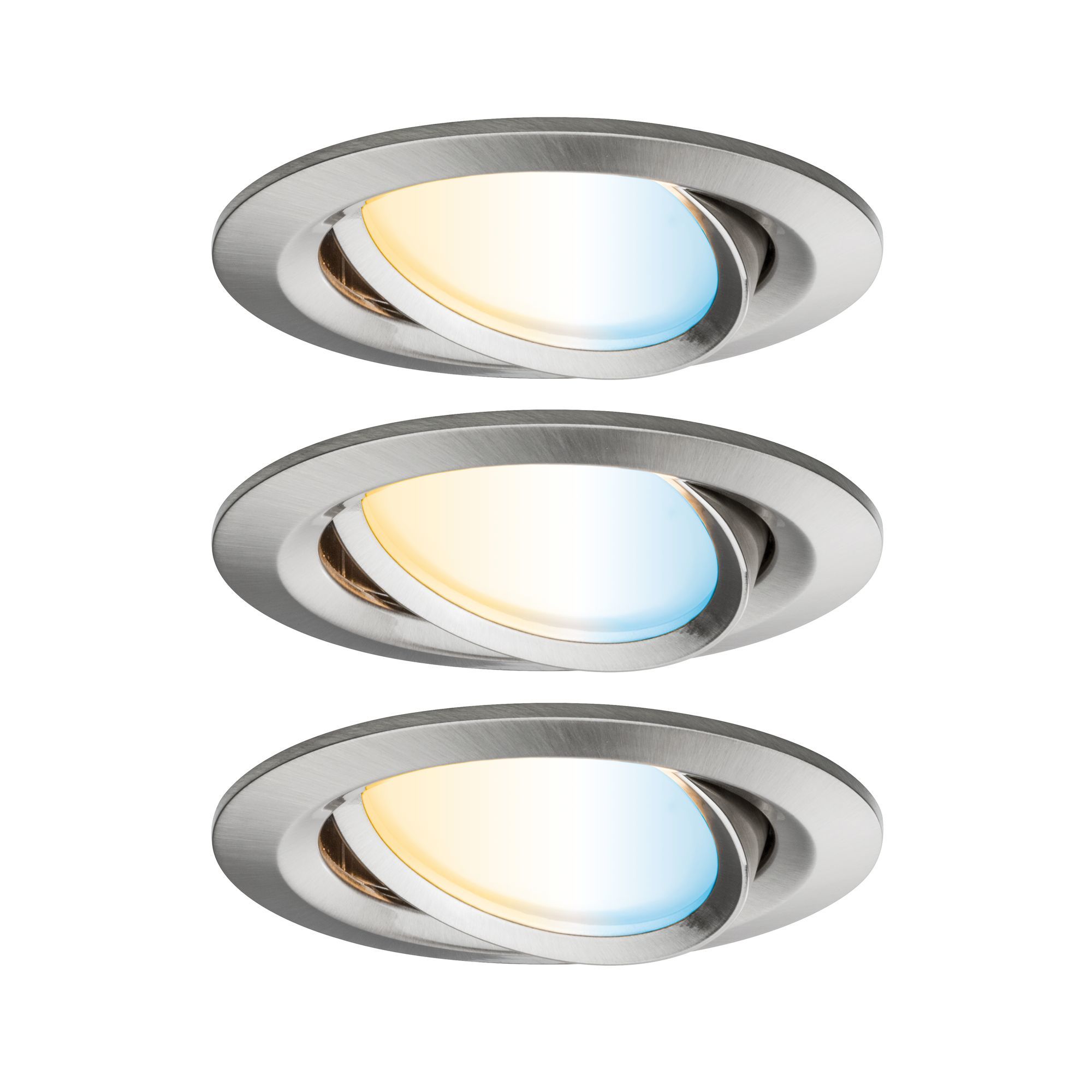 Paulmann Nova Plus Smart Home Zigbee LED Inbouwspot Set - 3x6W - Geborsteld Staal - Multi Kleur
