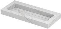 Wastafel INK Pitch Wastafel Keramische Slab Centraal met Drain en Front en Side Skirts 1 Kraangat - 1000x450x90 mm - Calacatta Mat