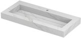 Wastafel INK Pitch Wastafel Keramische Slab Centraal met Drain en Front en Side Skirts 1 Kraangat - 1000x450x90 mm - Calacatta Mat