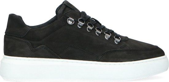 Manfield Heren Zwarte nubuck sneakers Maat 43