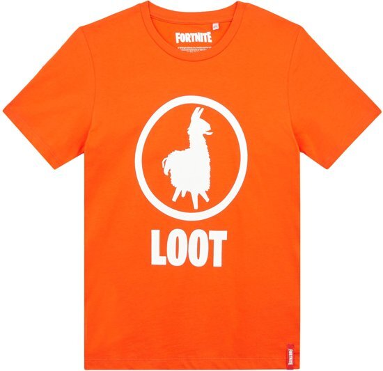 Fortnite -T-shirt-met-korte-mouw-oranje - Maat 164