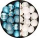 Decoris petites boules de Noël - 28x pièces - blanc nacré et bleu glacier - 3 cm - plastique