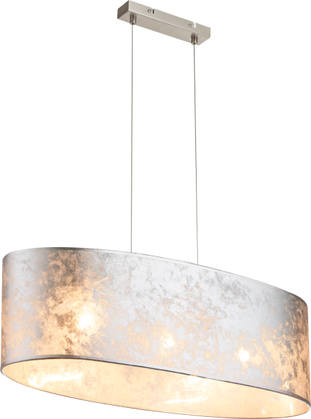 Globo Lighting Hanglamp ovaal eettafel 'Amy' textiel zilver E27 fitting 650mm