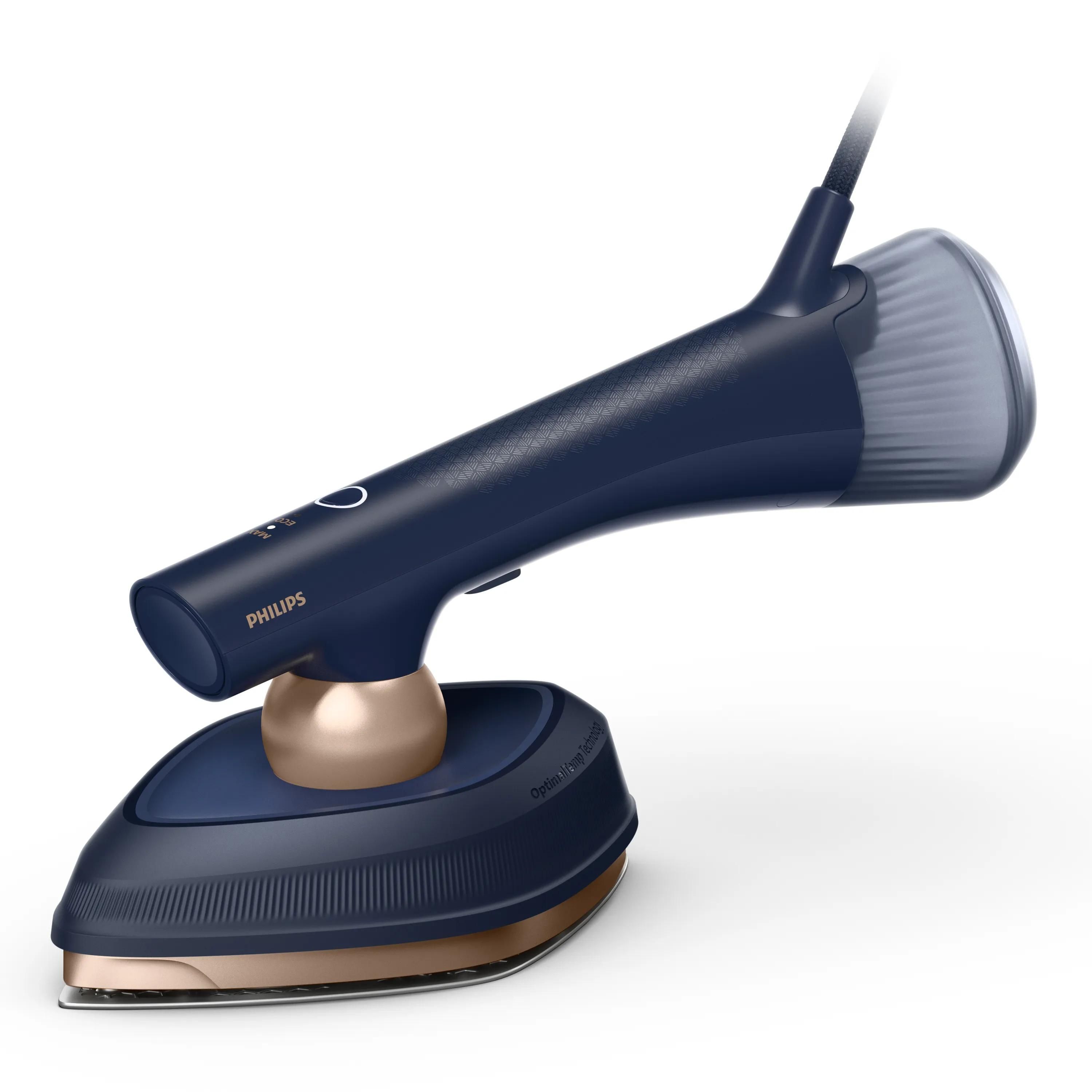 Philips One Turn GC215/20 Handheld Steam Iron | SteamGlide Plus Soleplate | 1800W | Dark Blue