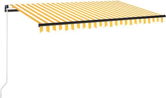 vidaXL Luifel handmatig uittrekbaar met LED 400x350 cm geel en wit