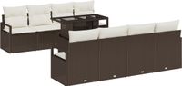 vidaXL Tuinbank - Set - 9 - st - Bruin - Poly - rattan