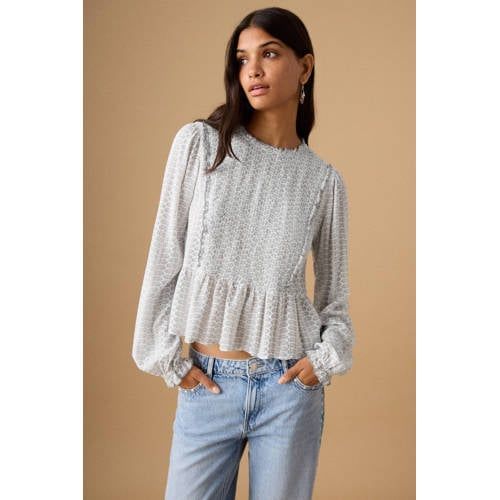 MANGO TEEN blousetop wit Meisjes Viscose Ronde hals All over print - maat 158(XS)