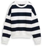 Tom Tailor Denim - Sweatshirt met losse pasvorm - Maat XS - navy white block stripe