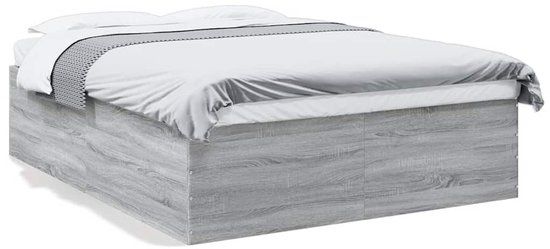 vidaXL Bedframe - Bewerkt Hout - Grijs Sonoma Eikenkleurig - 150x200 cm