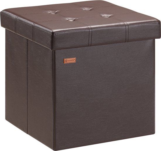Casaria Poef met Opbergruimte - 38x38x38cm 40L Kunstleer – Bruin