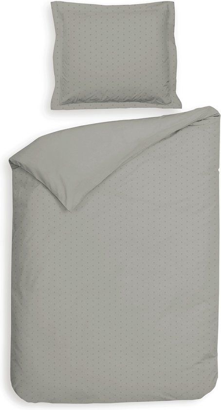 Heckettlane Punto Dekbedovertrek - 140x220 - Grijs - Katoensatijn - Gestipt