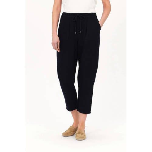 Caroll relaxed regular waist casual broek met linnen marineblauw
