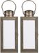 Mica decorations Lantaarn / windlicht Arzilla - 2x - goud - metaal - verlichting - 10 x 23 cm - voor binnen en buiten