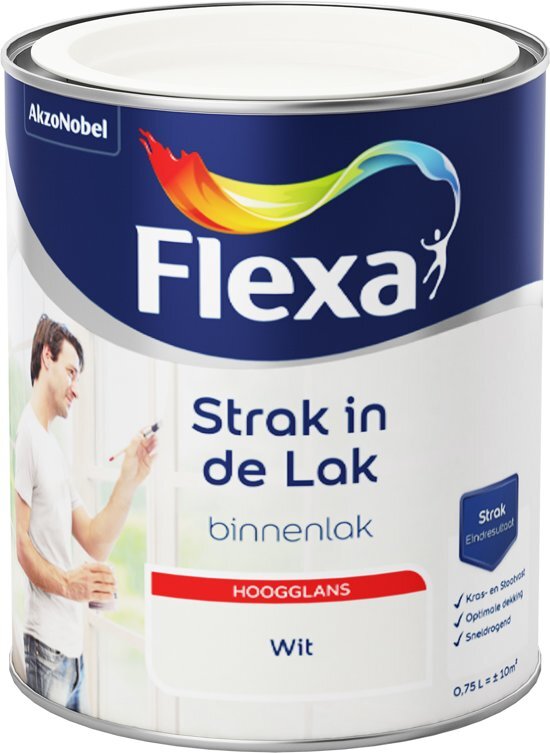 FLEXA Strak in de Lak - Watergedragen - Hoogglans - wit - 0 75 liter