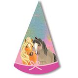 Amscan 9911594 - Pretty Pony Party Hats, 8 Pieces, 16 cm, Paper Hats with Horse Motif, Children's Birthday, Carnival, Theme Party, Give-away