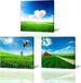 Merkloos / Sans marque Grasland Landschap Canvas Schilderij - Modern Kunstwerk voor Woondecoratie - Set van 3 met Houten Frame