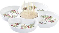 DKD Home Decor Snackdienblad Bamboe Keramiek Natuurlijk Rond