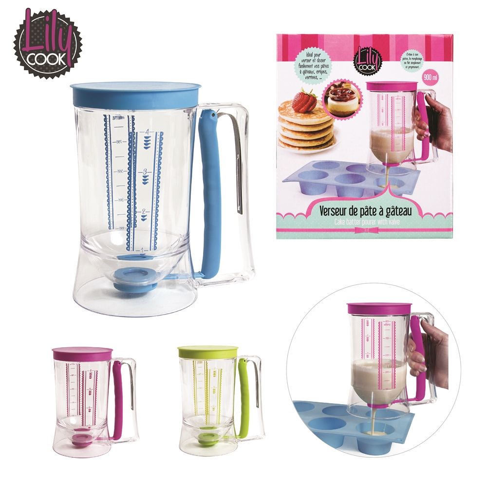 Lily cook Verdeler Voor Taartdeeg Met Afsluitklep - blauw, groen, paars