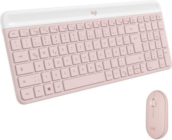 Logitech MK470 Slim Combo - Draadloos toetsenbord en muis - Roze - QWERTZ Duits