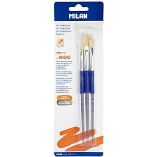 Blister met 3 platte penselen - Chungking haar - Serie 526 - Nr. 8, 10 en 12 - Blauw