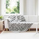 vidaXL Antislip deken van imitatie konijnenbont Olite 4 st Grijs