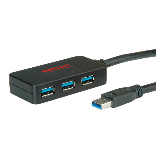 ROLINE USB 3.0 4-port Hub met repeater 10m