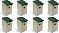 vidaXL Vogelhuisjes - 8 stuks - Hout - Beige - 12x12x22 cm