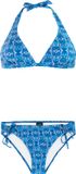 Protest PRTMuscle Halter Bikini Set Dames - Gladio Blue - Printopdruk - Koordsluiting - Uitneembare Vulling - Normale Pasvorm