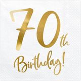 PartyDeco Servetten 70th birthday wit (20 stuks)
