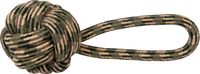 JACK AND VANILLA Camouflage touw bal voor honden, duurzaam en duurzaam, ideaal voor spel en training, met praktische gesp, 34 cm, groen/bruin, camouflagepatroon