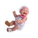 JC Toys Lola Spring Picknickpop, 36 cm, van zacht vinyl, glimlachend gezicht, liggende pop, kleding bedrukt vichy en bloemen en sandalen, meisjes, gemaakt in Spanje, vanaf 2 jaar