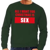 Bellatio Decorations Foute kersttrui - Christmas Sex - groen - voor heren - sweater - kerstborrel - Kersttruien S