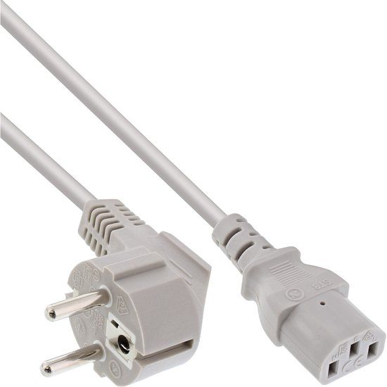 InLine 16651T electriciteitssnoer Grijs 1 m CEE7/7 C13 stekker