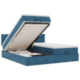 vidaXL Lit coffre avec matelas 200x200cm Velours Bleu foncé