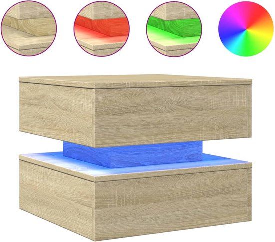 vidaXL Salontafel met LED-verlichting 50x50x40 cm Sonoma eiken